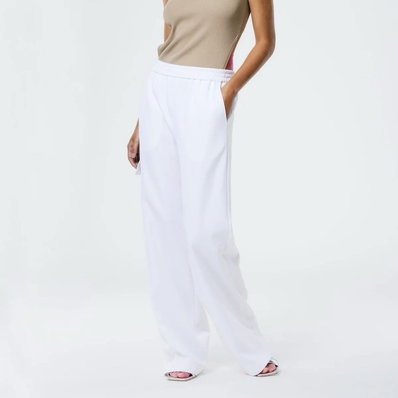 Tibi Pants - Tibi Active Knit Wide Leg Pull On Pants White Oversized Women's Large *Read